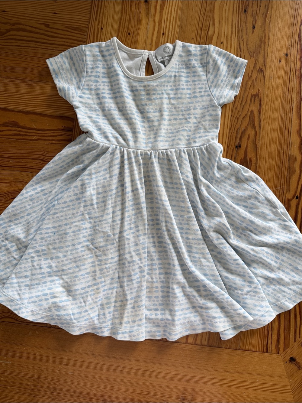 The Proper Peony Kids Short-Sleeve Light Blue Dot Knit Dress